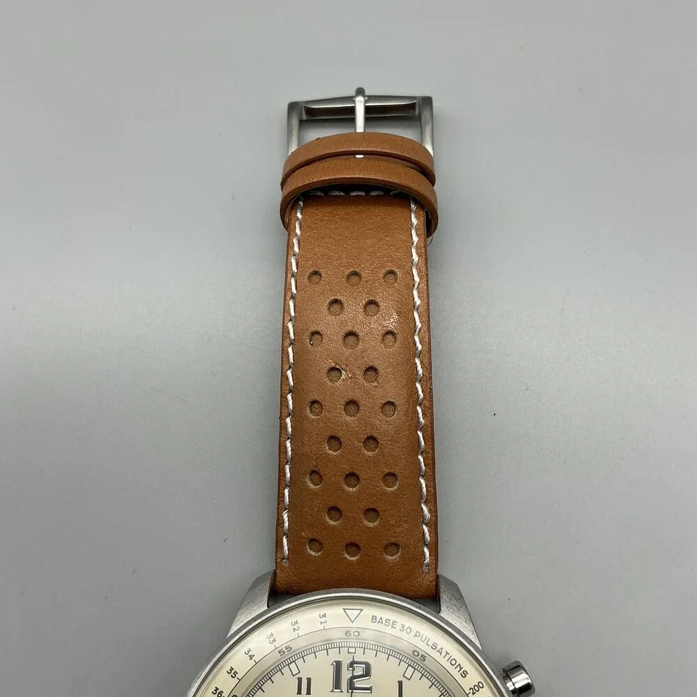 Citizen Eco-Drive Weekender Men Watch 44mm Silver Tone Brown Leather Chronograph
